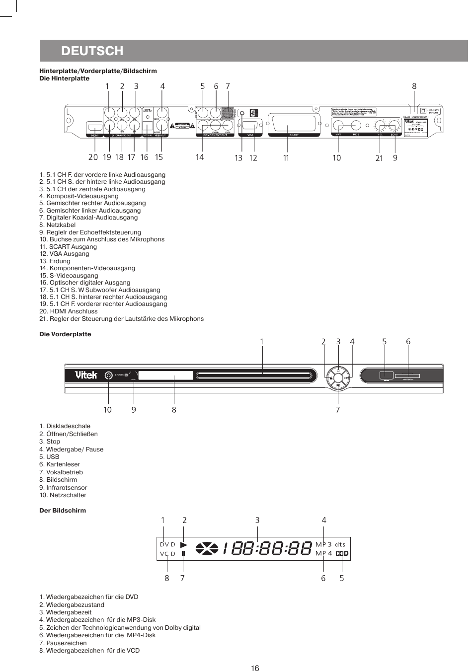 Vitek, Deutsch, Ee-ee | Vitek VT-4086 SR User Manual | Page 16 / 68