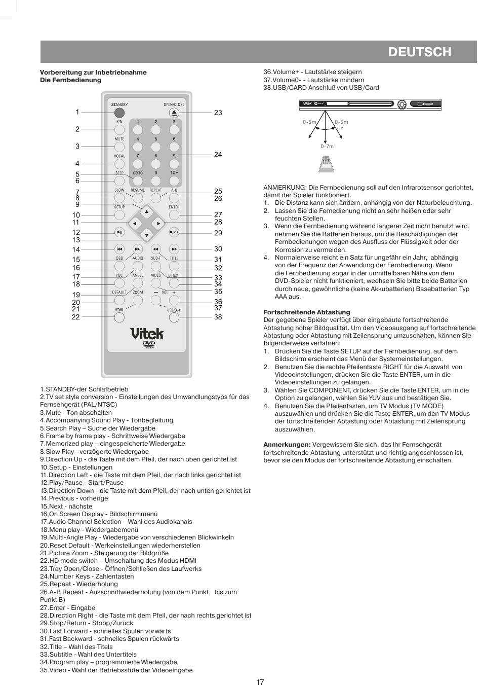 Deutsch | Vitek VT-4086 SR User Manual | Page 17 / 68