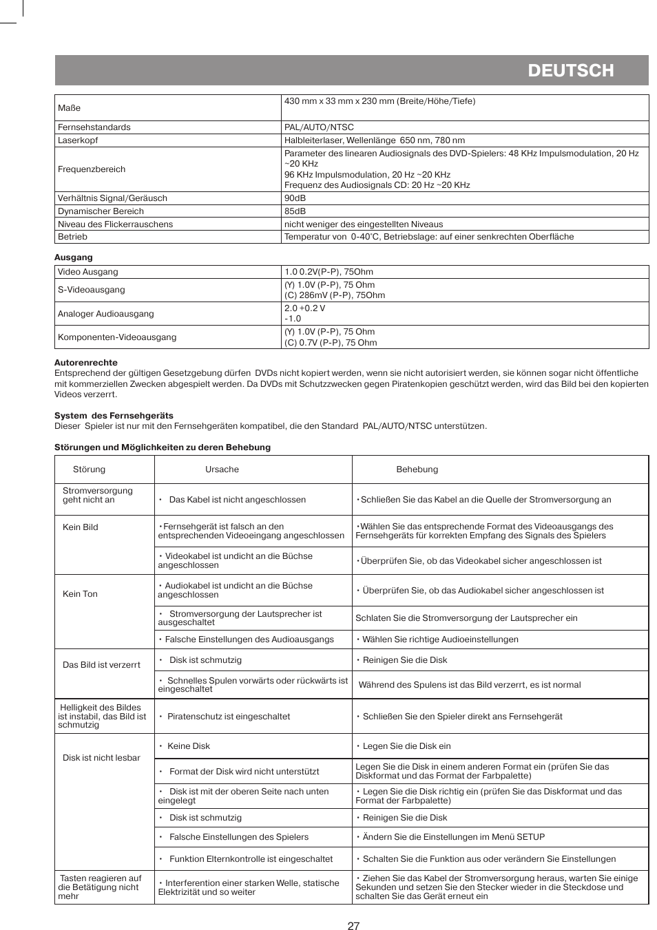 Deutsch | Vitek VT-4086 SR User Manual | Page 27 / 68