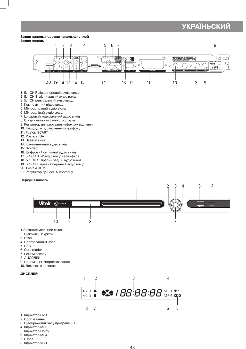 Vitek, Укра, Ньский | Vitek VT-4086 SR User Manual | Page 43 / 68