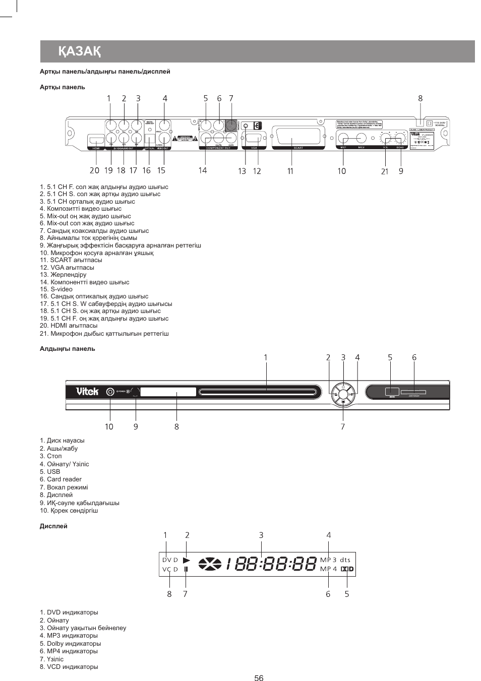 Казак, Vitek | Vitek VT-4086 SR User Manual | Page 56 / 68