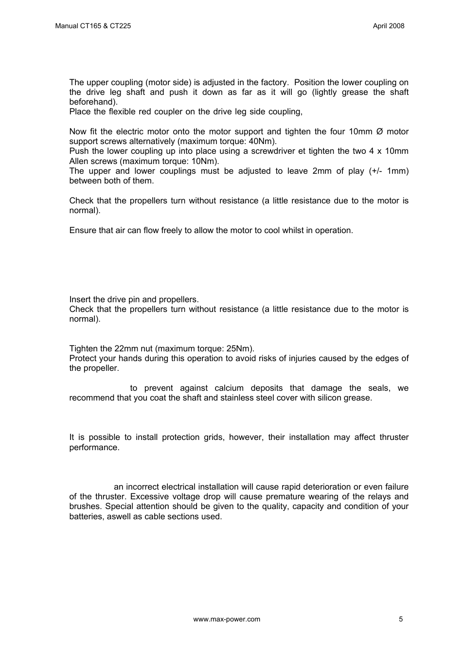 MAX Power CT165 Electric Tunnel Thruster User Manual | Page 6 / 19