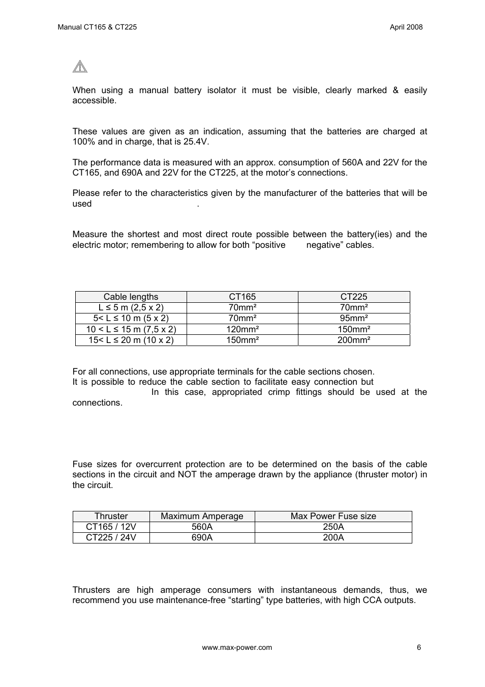 MAX Power CT165 Electric Tunnel Thruster User Manual | Page 7 / 19