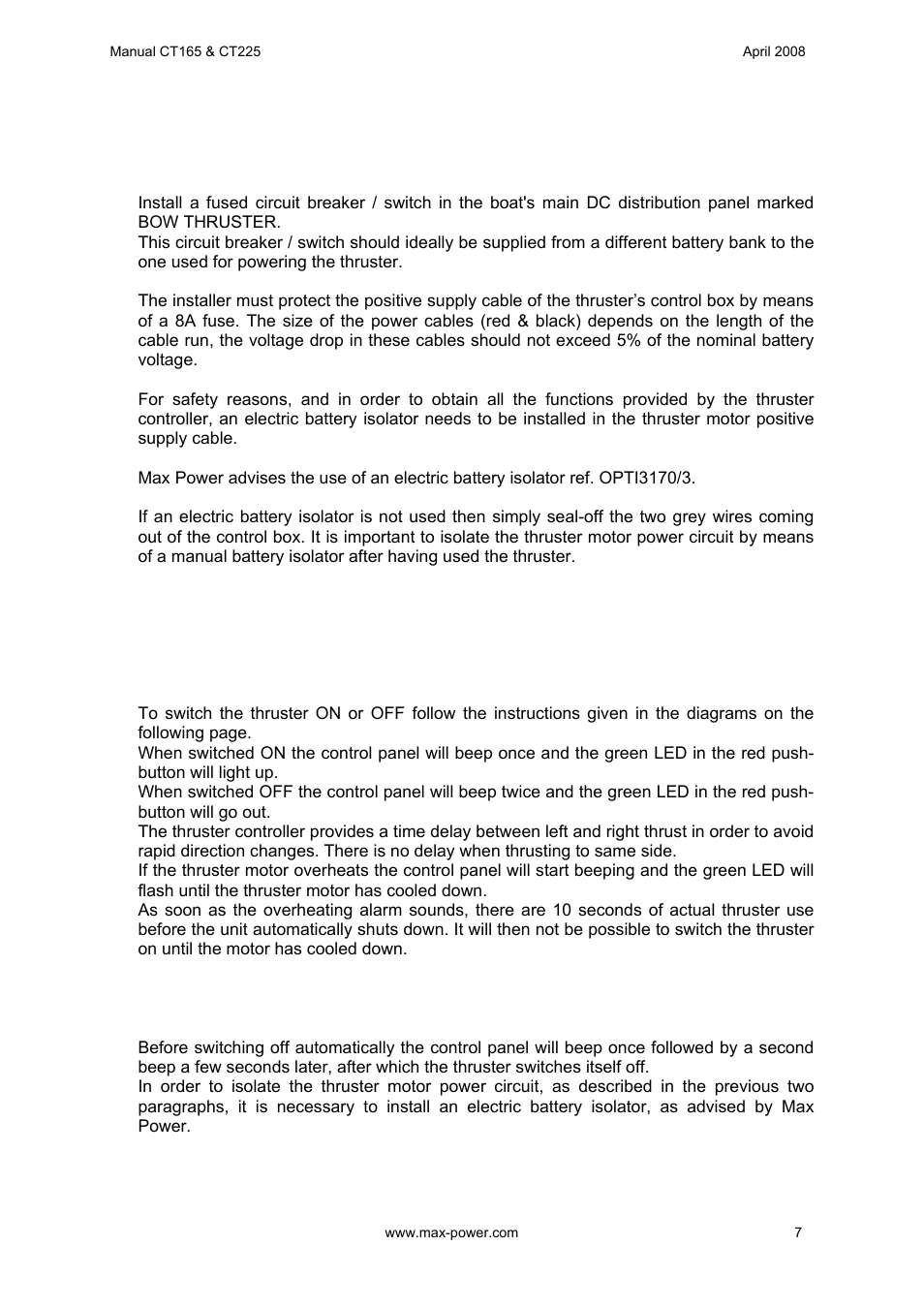MAX Power CT165 Electric Tunnel Thruster User Manual | Page 8 / 19
