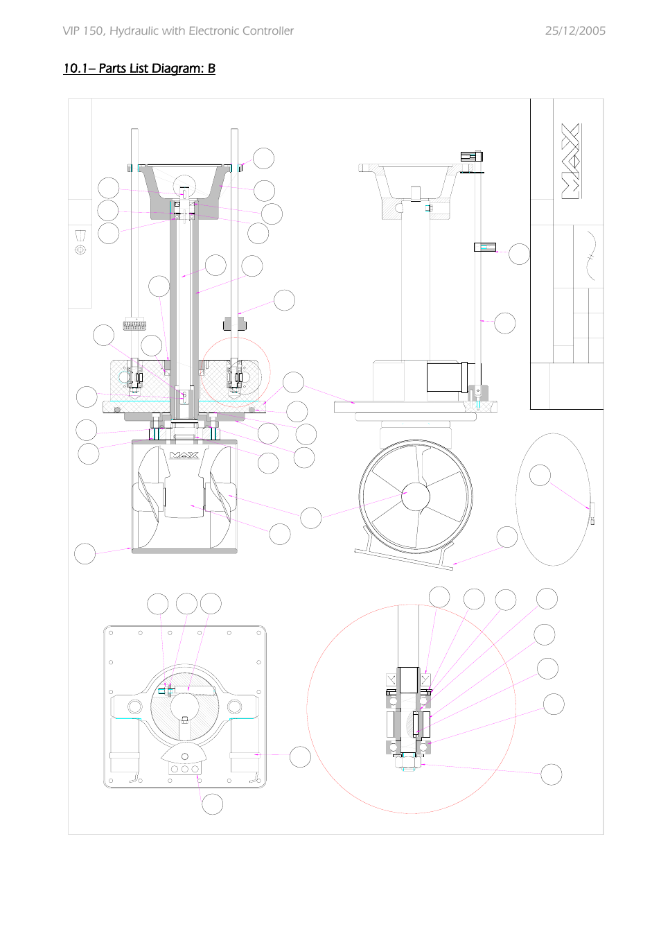 1– parts list diagram: b, Power | MAX Power VIP150-HYD User Manual | Page 26 / 32