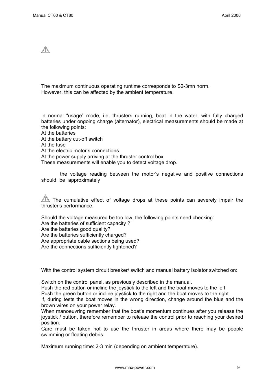 MAX Power CT60 Electric Tunnel Thruster User Manual | Page 10 / 19