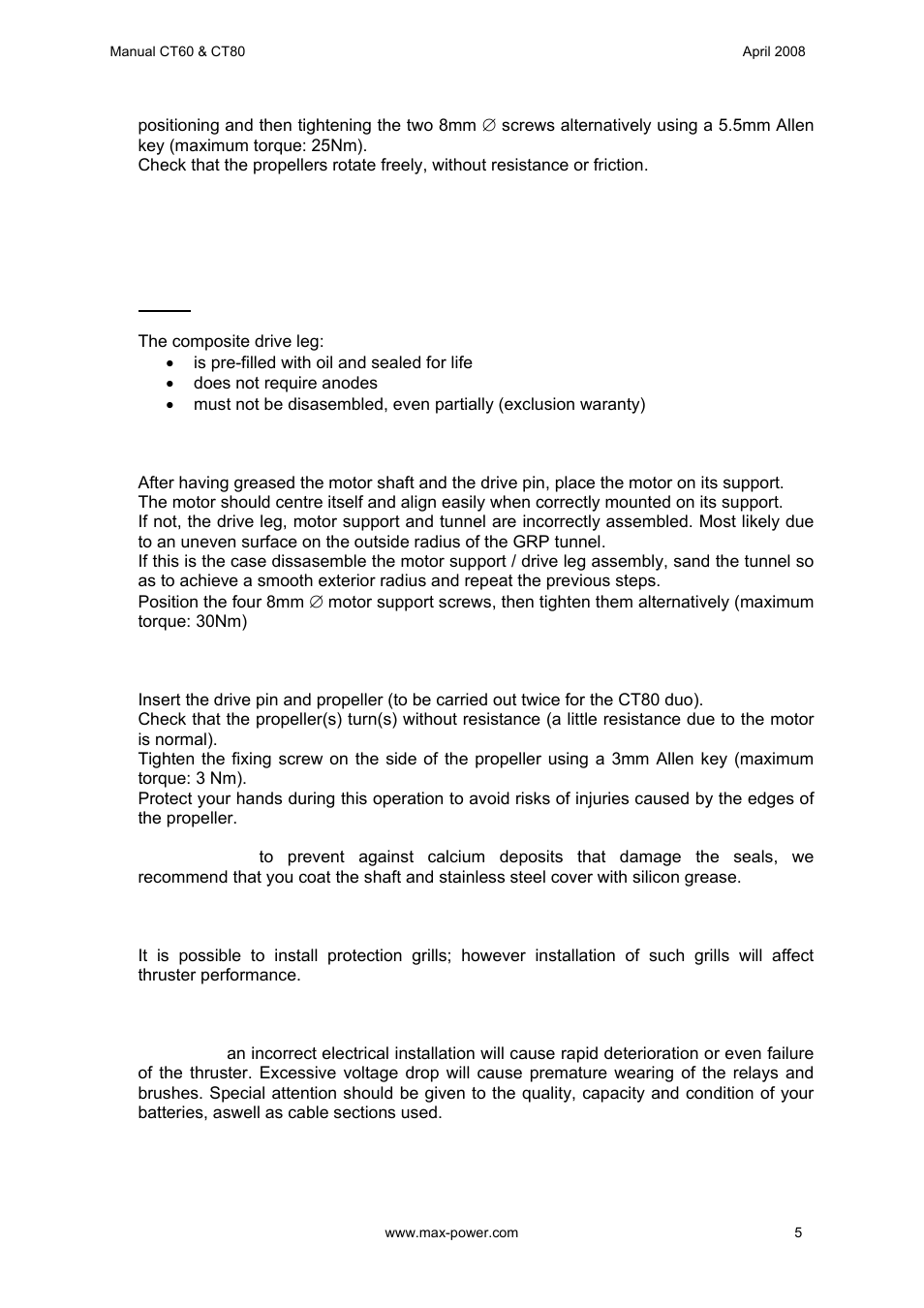 MAX Power CT60 Electric Tunnel Thruster User Manual | Page 6 / 19