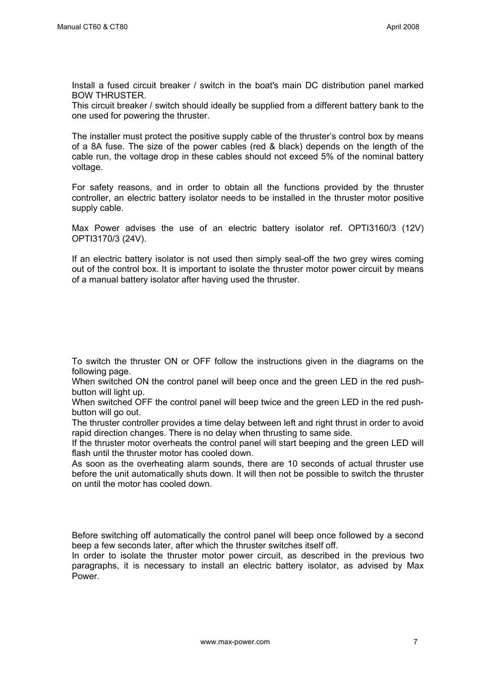 MAX Power CT60 Electric Tunnel Thruster User Manual | Page 8 / 19