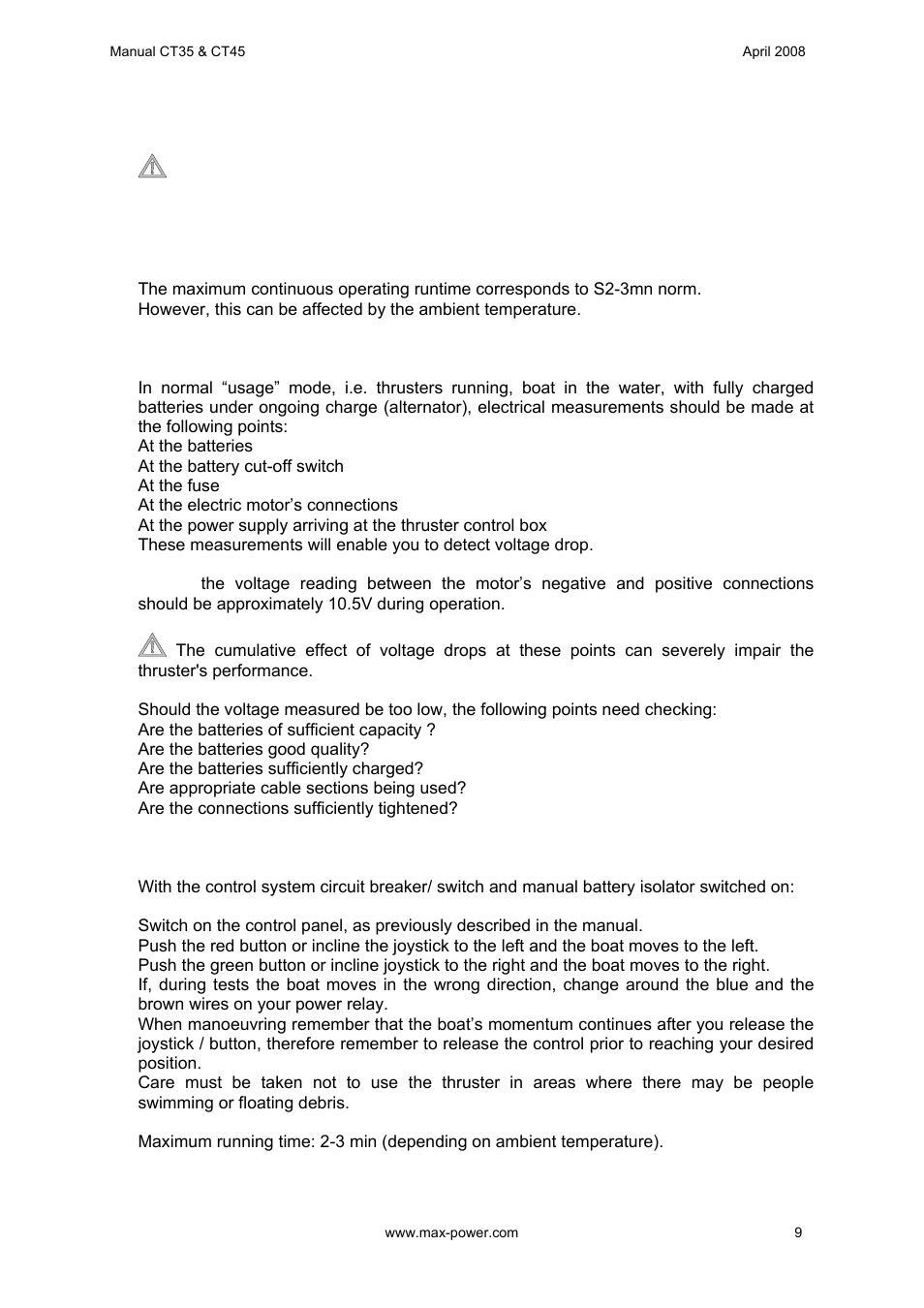 MAX Power CT45 Electric Tunnel Thruster User Manual | Page 10 / 19