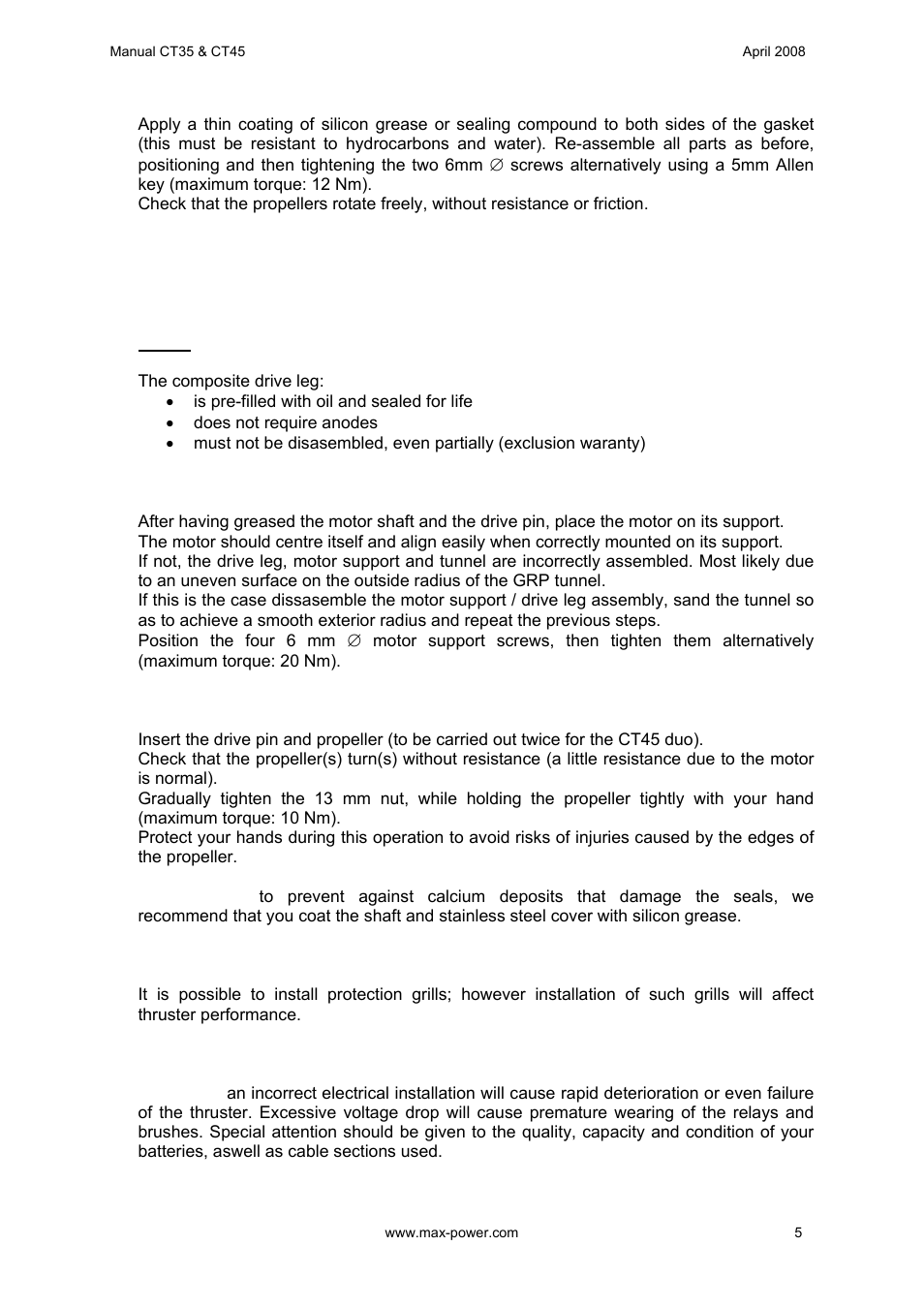 MAX Power CT45 Electric Tunnel Thruster User Manual | Page 6 / 19