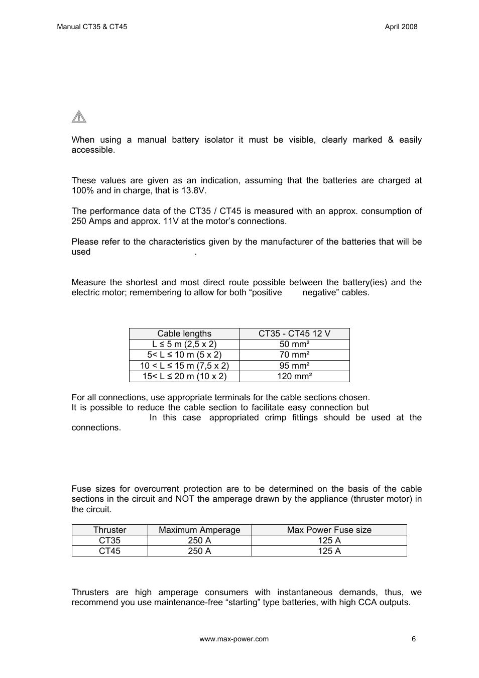 MAX Power CT45 Electric Tunnel Thruster User Manual | Page 7 / 19