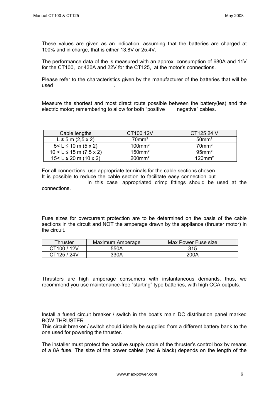 MAX Power CT100 Electric Tunnel Thruster Serials: > 83338 User Manual | Page 7 / 19