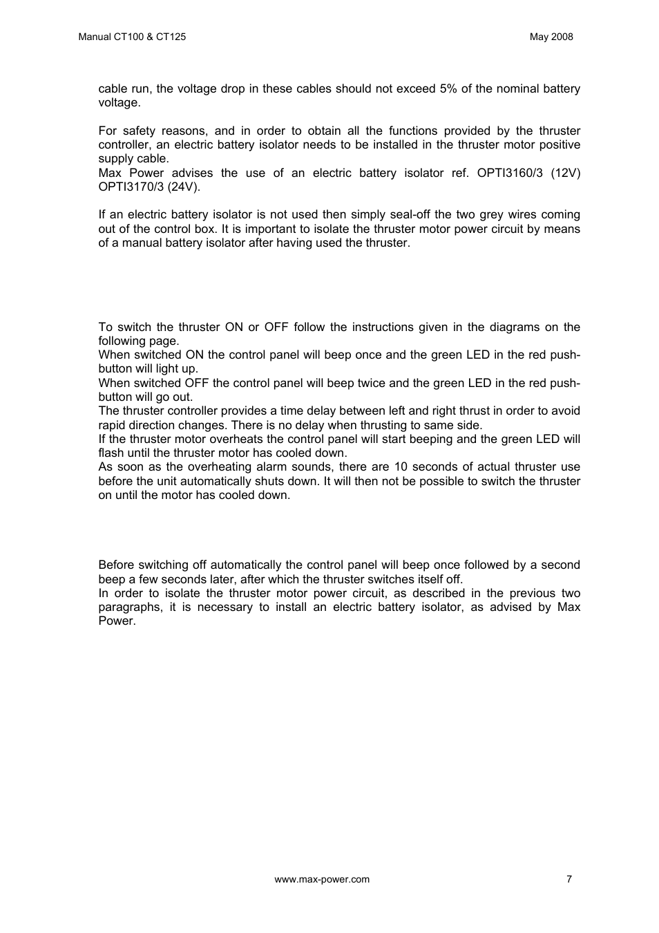 MAX Power CT100 Electric Tunnel Thruster Serials: > 83338 User Manual | Page 8 / 19