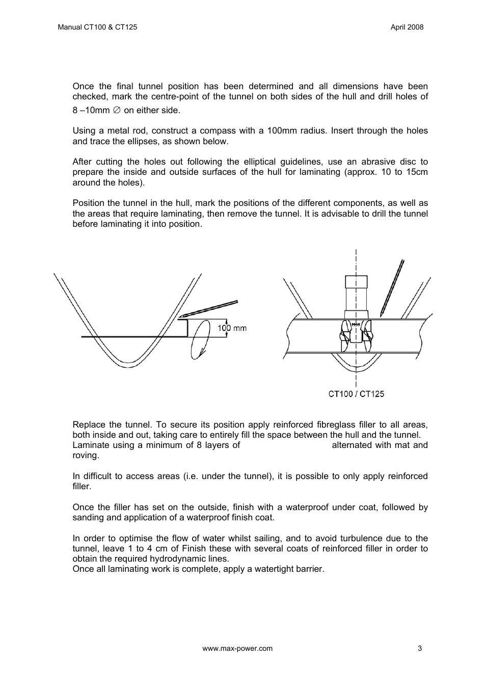 MAX Power CT100 Electric Tunnel Thruster Serials: 42250 ~ 83327 User Manual | Page 4 / 19