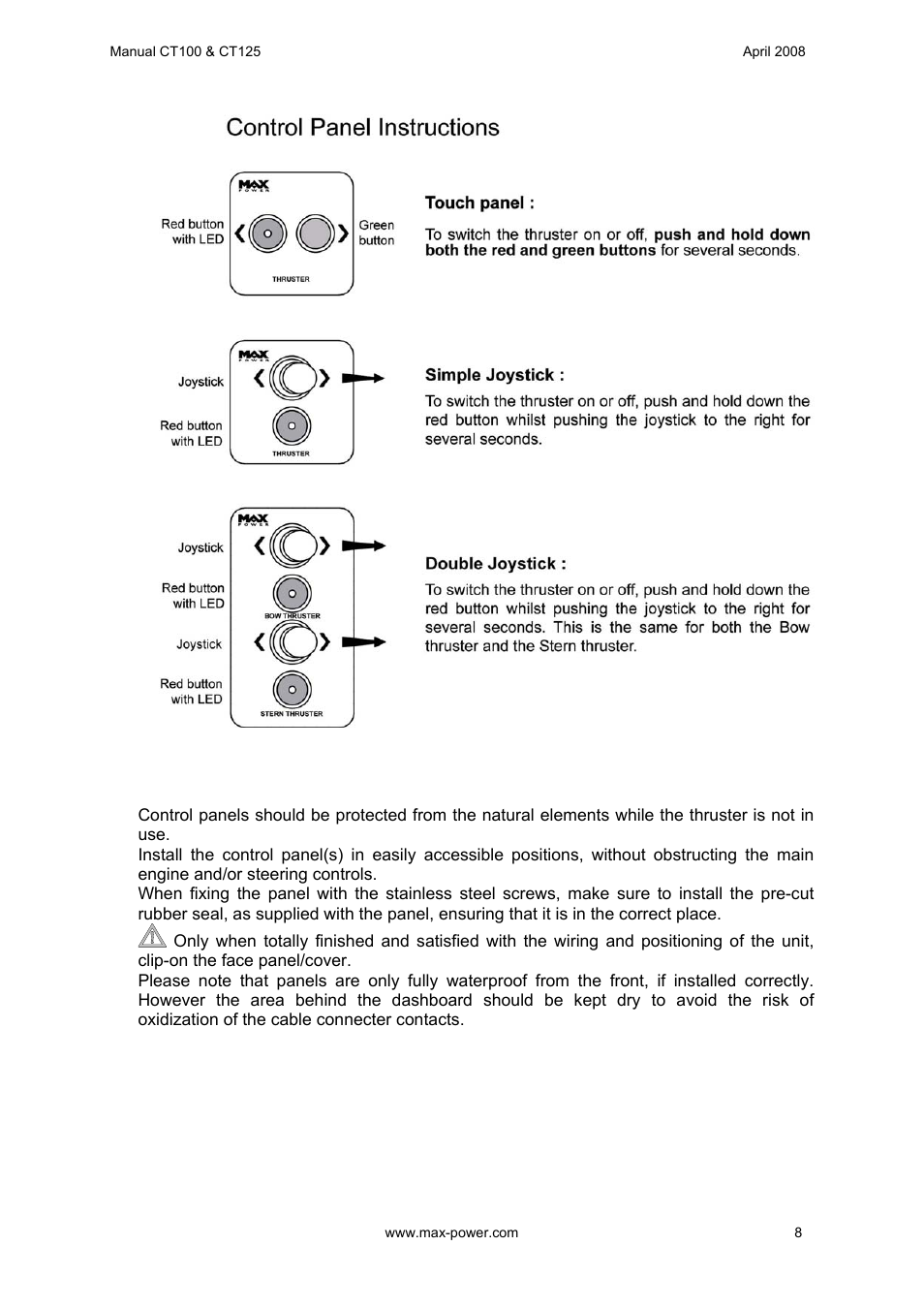 MAX Power CT100 Electric Tunnel Thruster Serials: 42250 ~ 83327 User Manual | Page 9 / 19