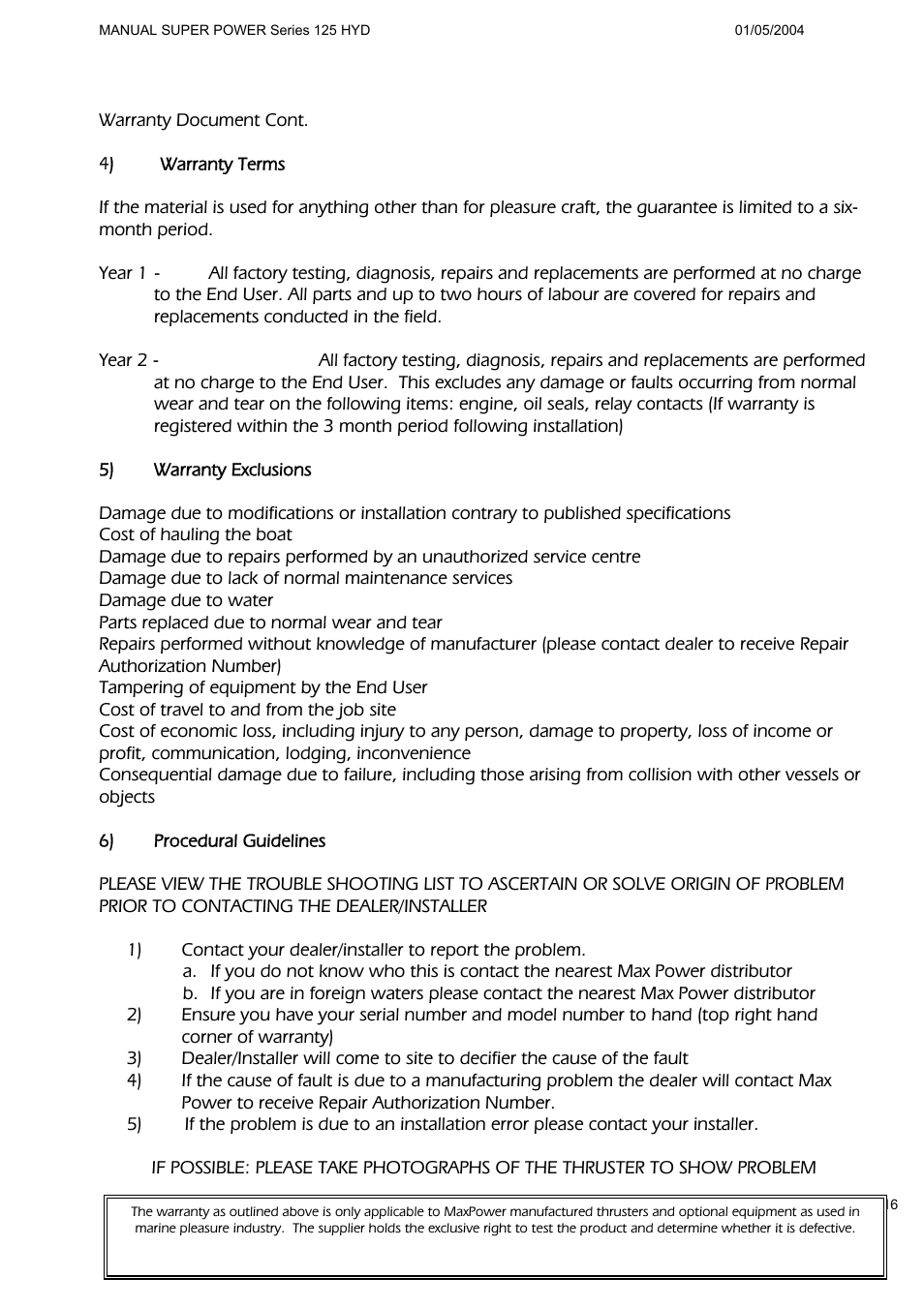 MAX Power HYD125 Hydraulic Tunnel Thruster User Manual | Page 17 / 20