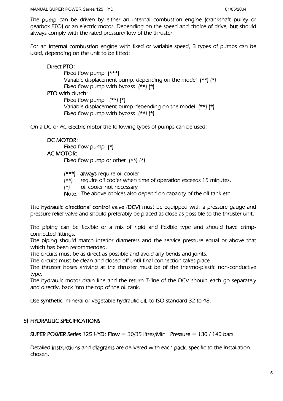 MAX Power HYD125 Hydraulic Tunnel Thruster User Manual | Page 6 / 20