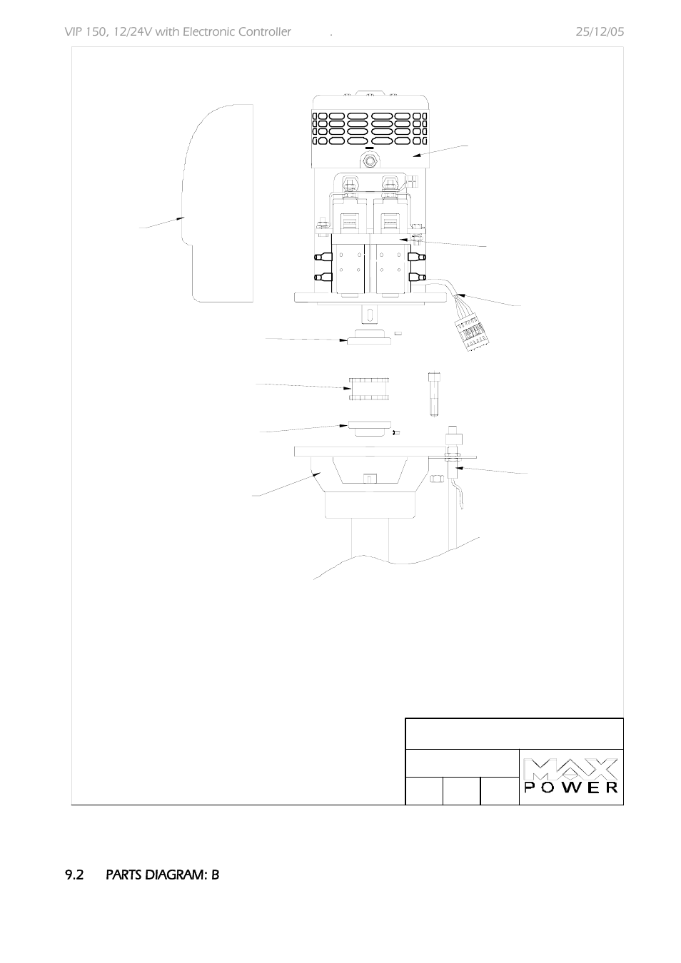 2 parts diagram: b | MAX Power VIP 150 Electric Retractable Thruster User Manual | Page 22 / 29