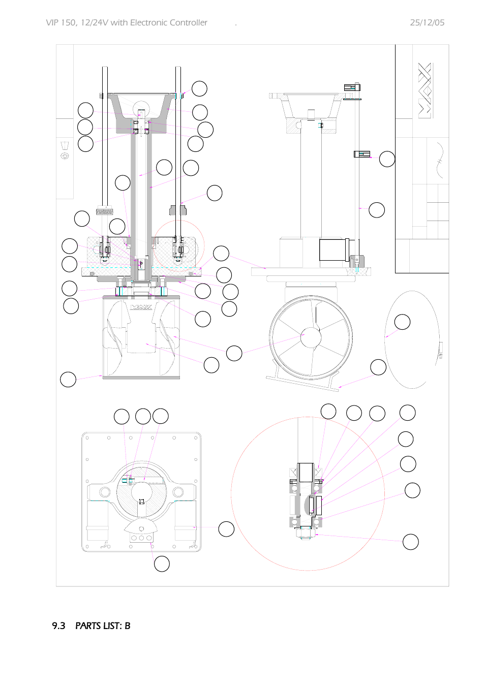 Power, 3 parts list: b | MAX Power VIP 150 Electric Retractable Thruster User Manual | Page 23 / 29