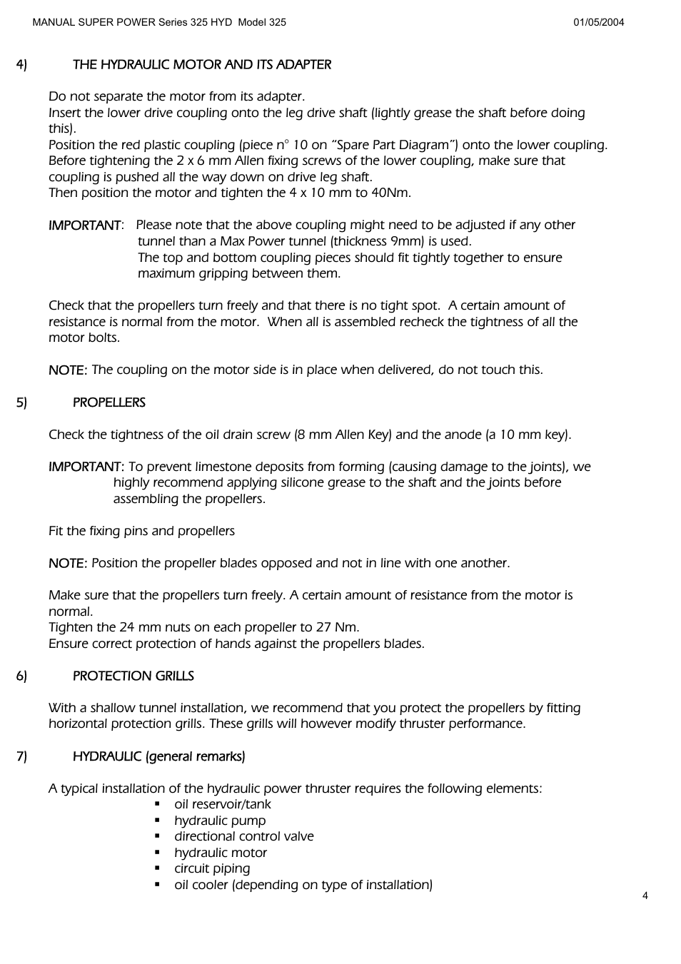 MAX Power HYD325_325 Hydraulic Tunnel Thruster User Manual | Page 5 / 20