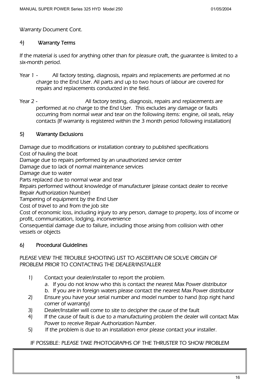 MAX Power HYD325_250 Hydraulic Tunnel Thruster User Manual | Page 17 / 20
