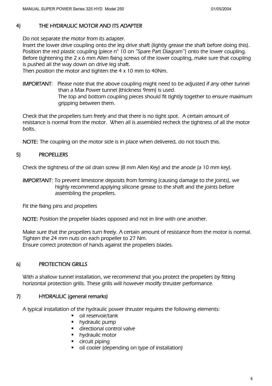 MAX Power HYD325_250 Hydraulic Tunnel Thruster User Manual | Page 5 / 20