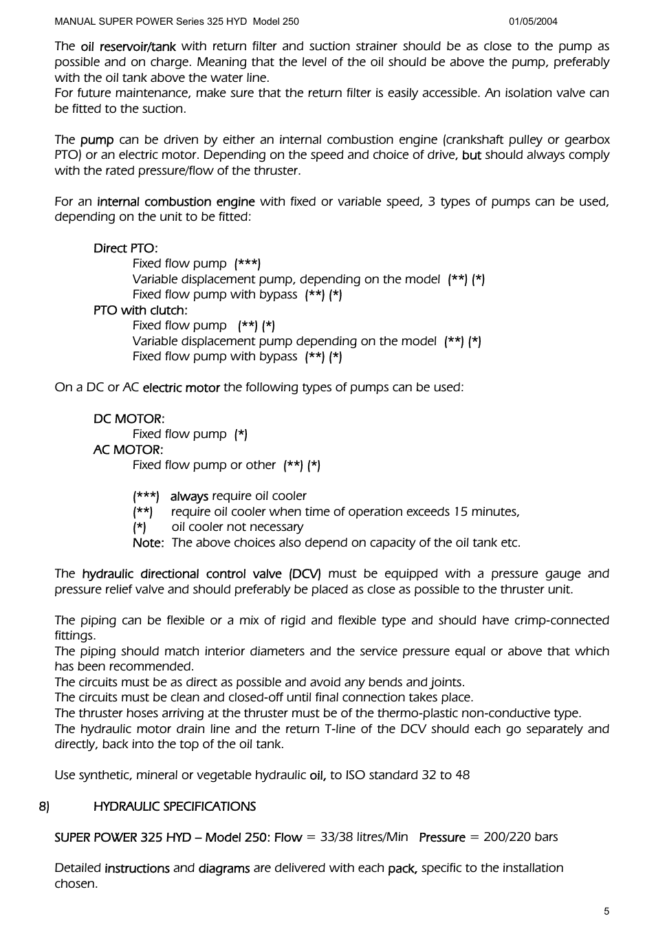 MAX Power HYD325_250 Hydraulic Tunnel Thruster User Manual | Page 6 / 20