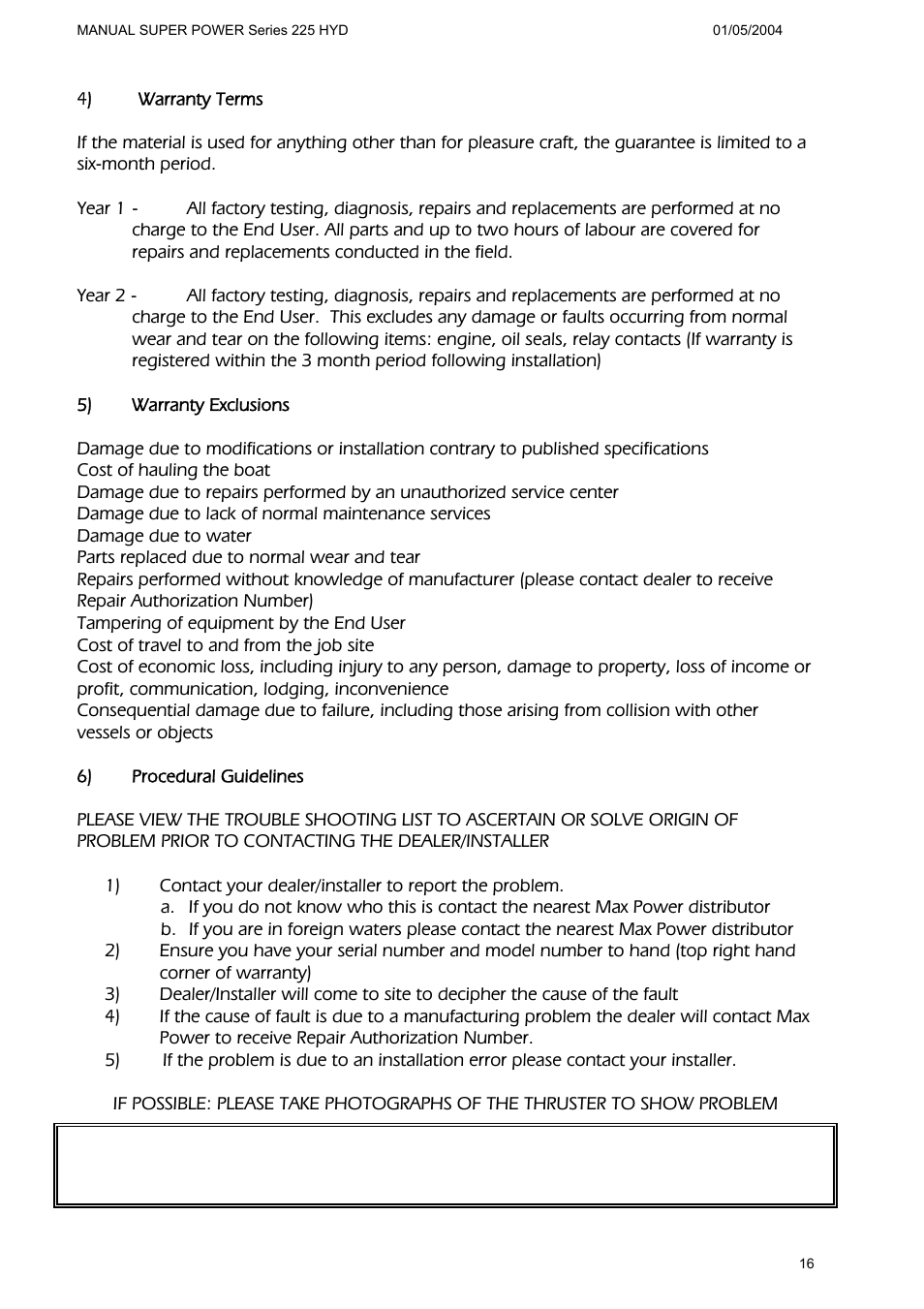 MAX Power HYD225 Hydraulic Tunnel Thruster User Manual | Page 17 / 20
