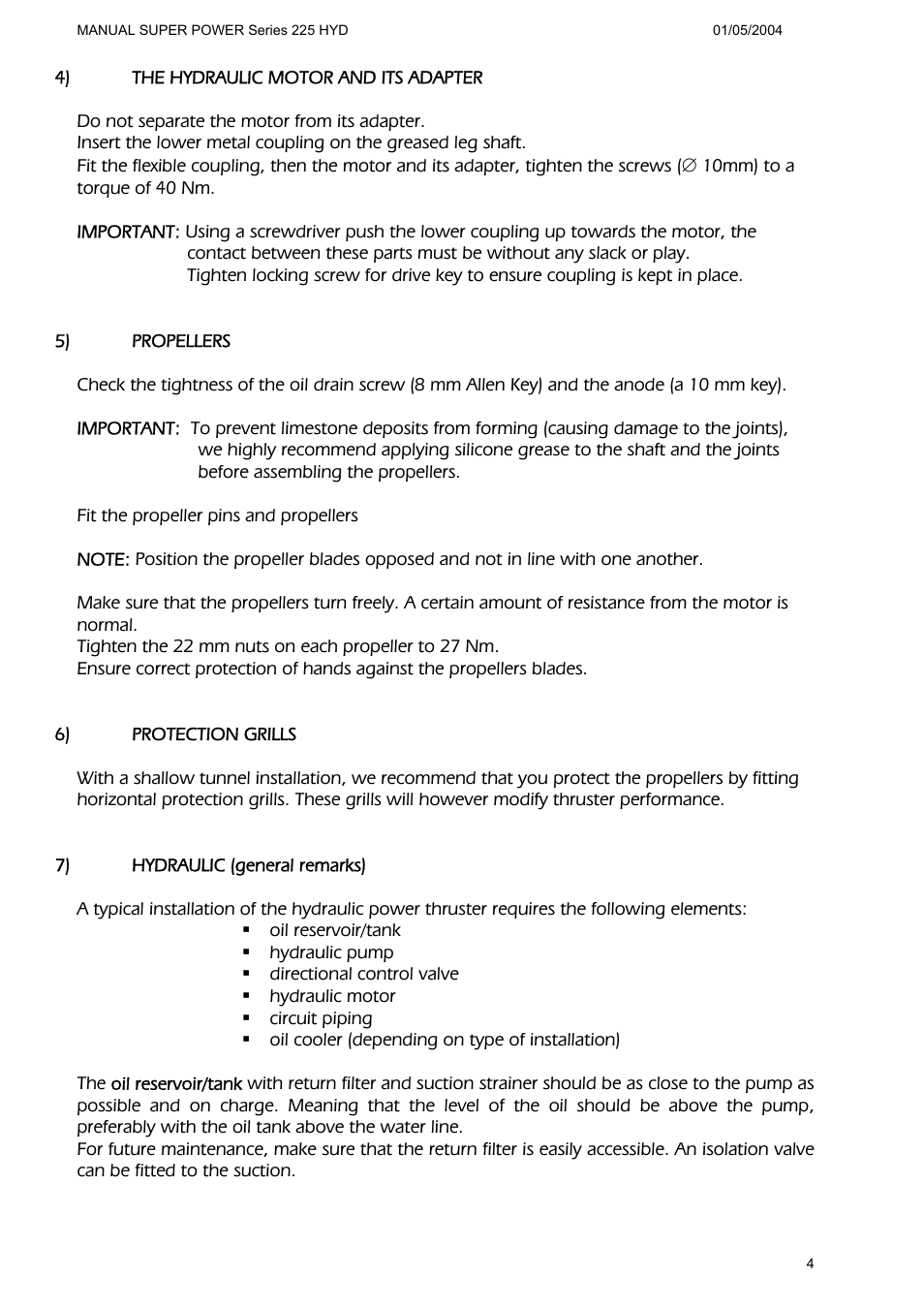 MAX Power HYD225 Hydraulic Tunnel Thruster User Manual | Page 5 / 20