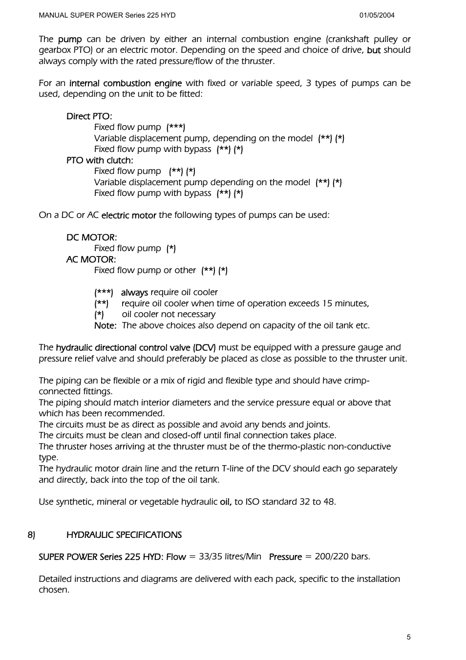 MAX Power HYD225 Hydraulic Tunnel Thruster User Manual | Page 6 / 20