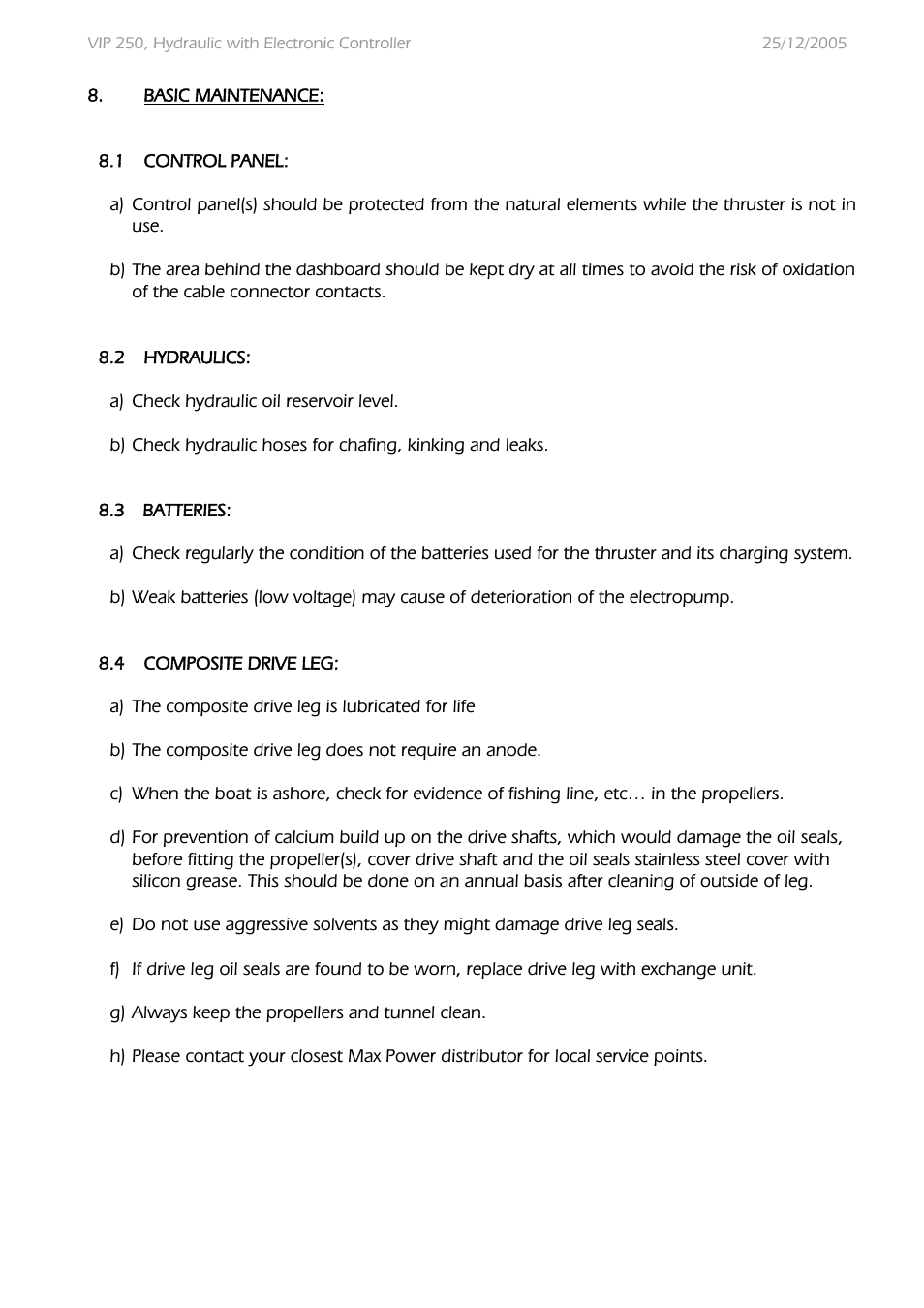 MAX Power VIP250-HYD User Manual | Page 18 / 32