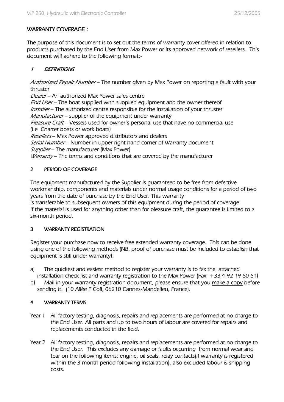 MAX Power VIP250-HYD User Manual | Page 28 / 32