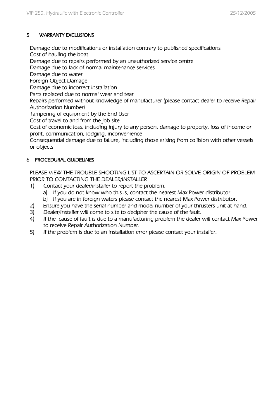 MAX Power VIP250-HYD User Manual | Page 29 / 32