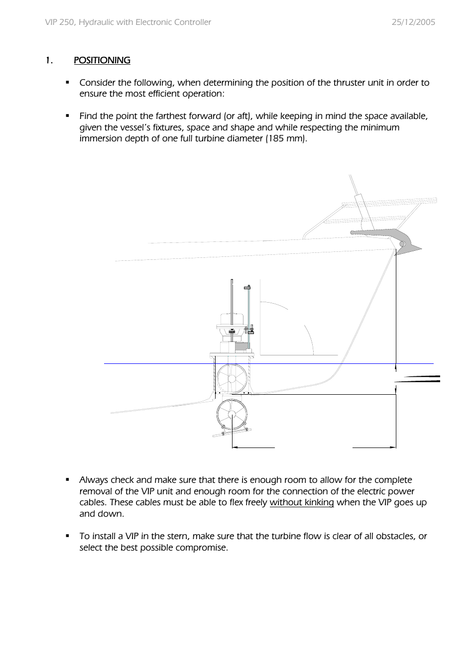 As far forward as possible. 90° water line | MAX Power VIP250-HYD User Manual | Page 3 / 32