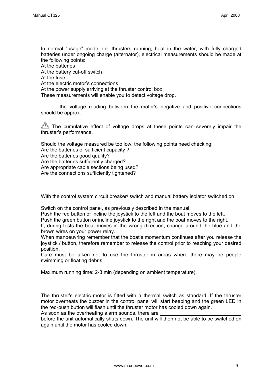 MAX Power CT325 Electric Tunnel Thruster User Manual | Page 10 / 20