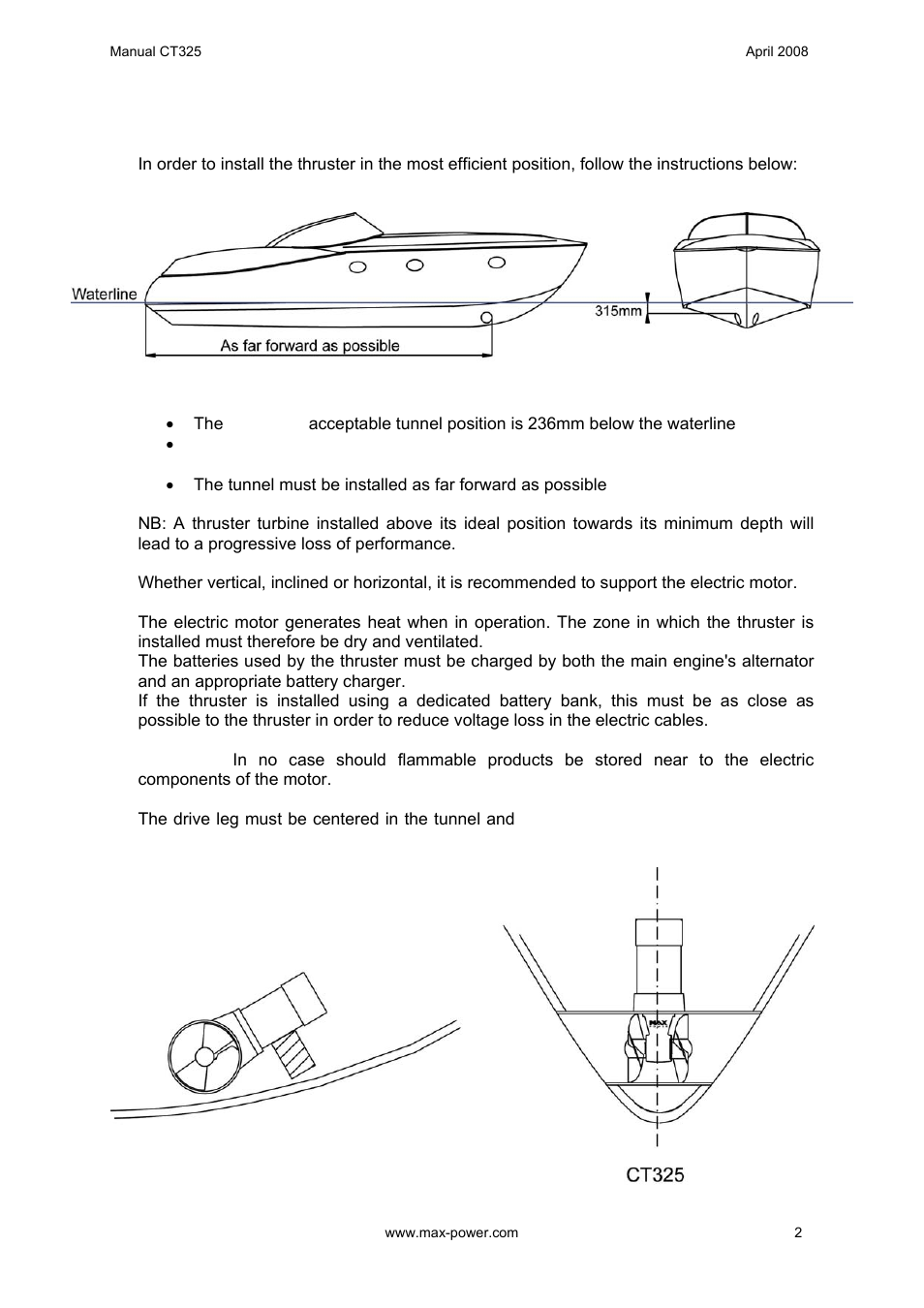 MAX Power CT325 Electric Tunnel Thruster User Manual | Page 3 / 20