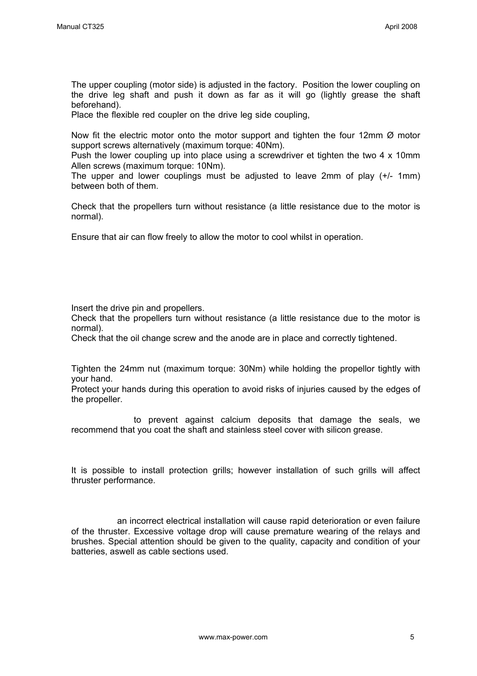 MAX Power CT325 Electric Tunnel Thruster User Manual | Page 6 / 20