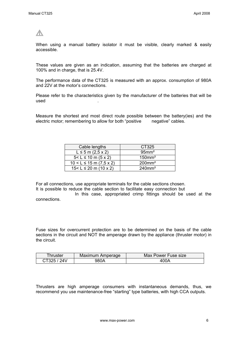 MAX Power CT325 Electric Tunnel Thruster User Manual | Page 7 / 20