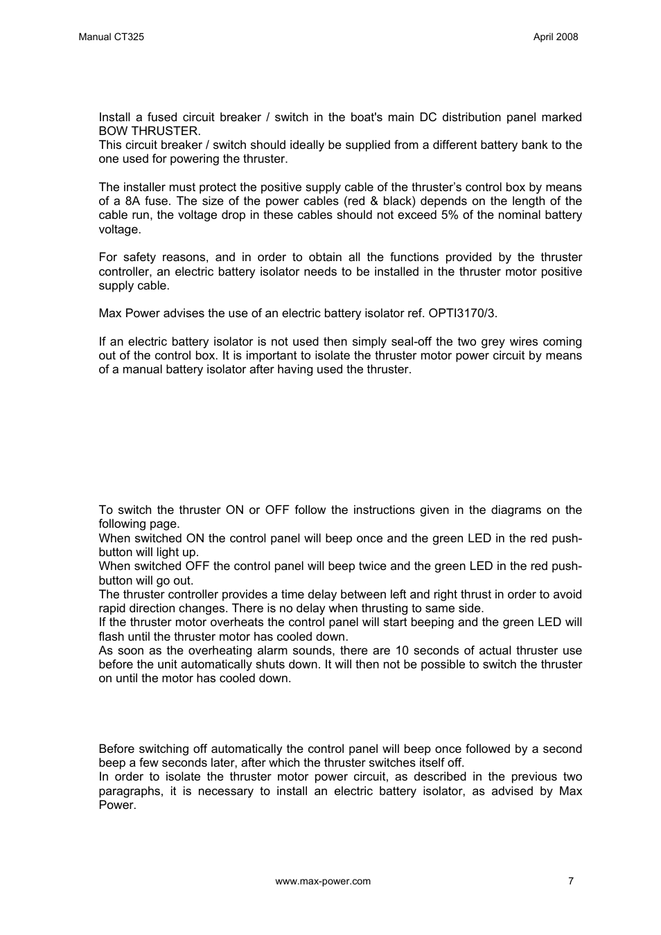 MAX Power CT325 Electric Tunnel Thruster User Manual | Page 8 / 20