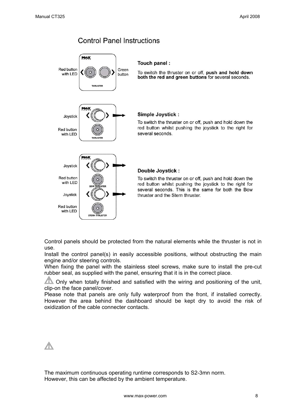 MAX Power CT325 Electric Tunnel Thruster User Manual | Page 9 / 20