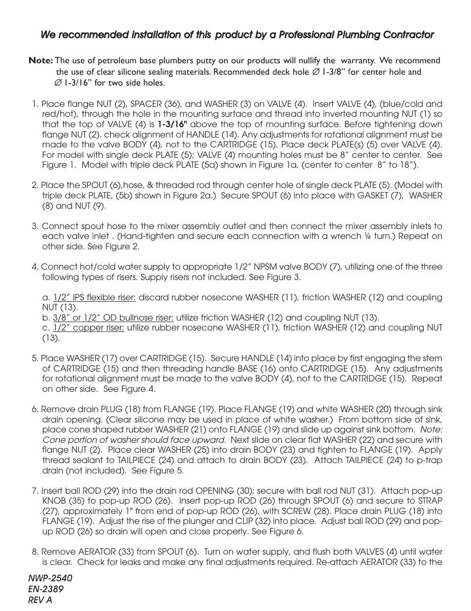 Newport Brass 2540A Metro User Manual | Page 2 / 3