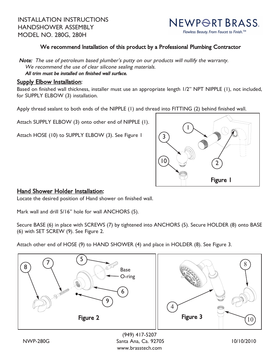 Newport Brass 280H User Manual | 1 page