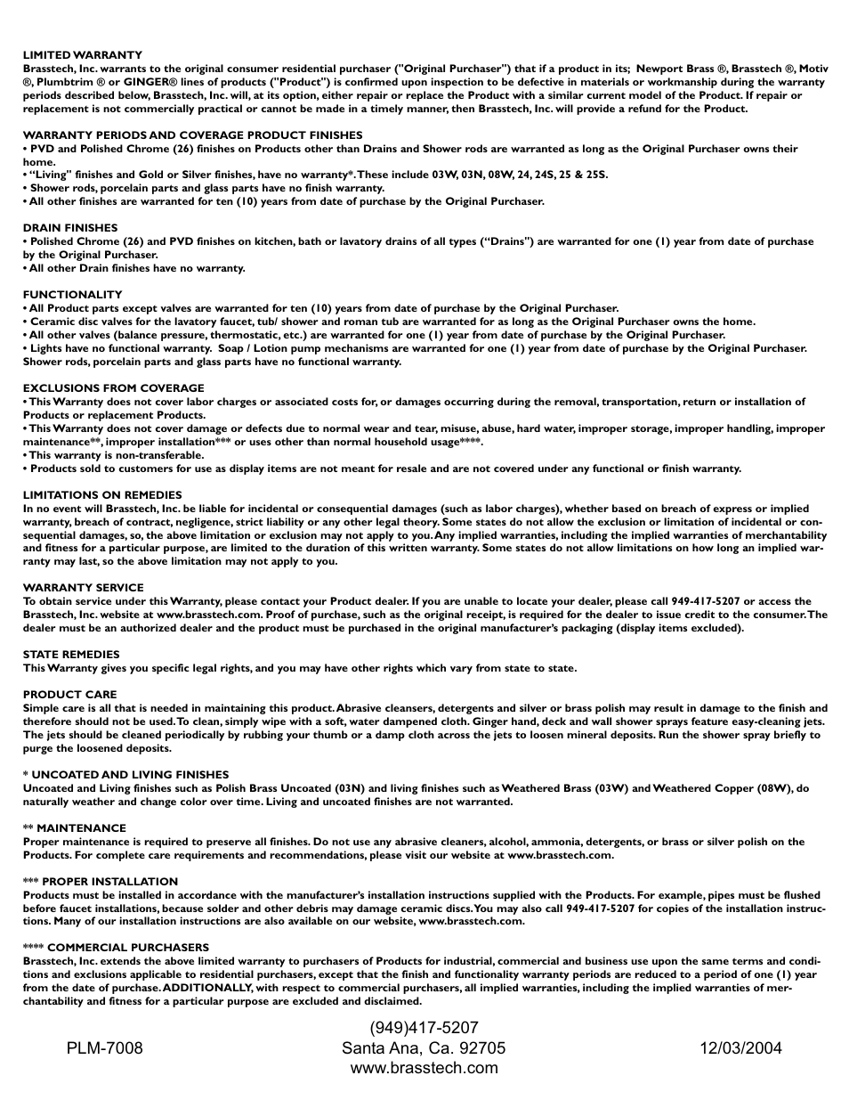 Newport Brass 7008X User Manual | Page 4 / 4