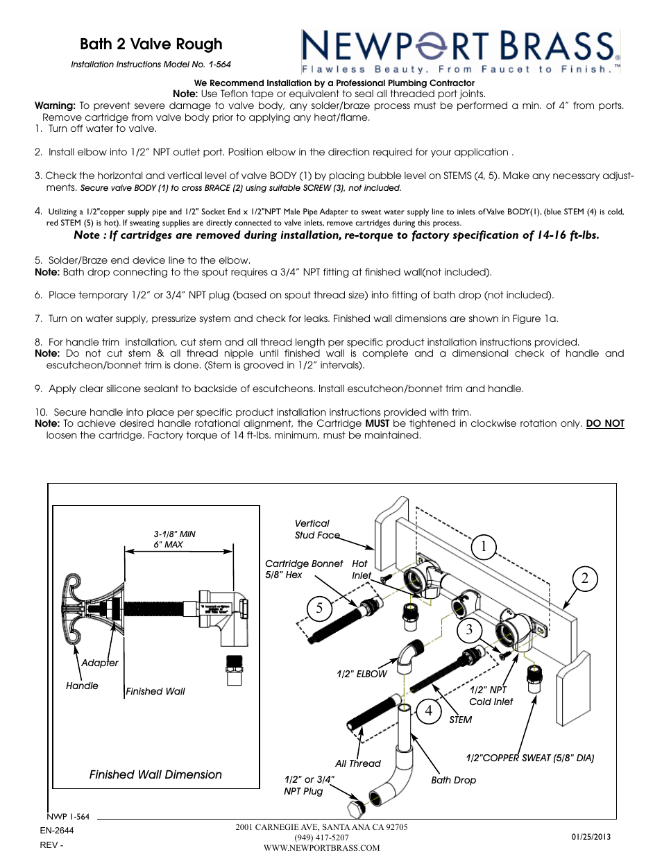 Newport Brass 1-564 User Manual | 1 page