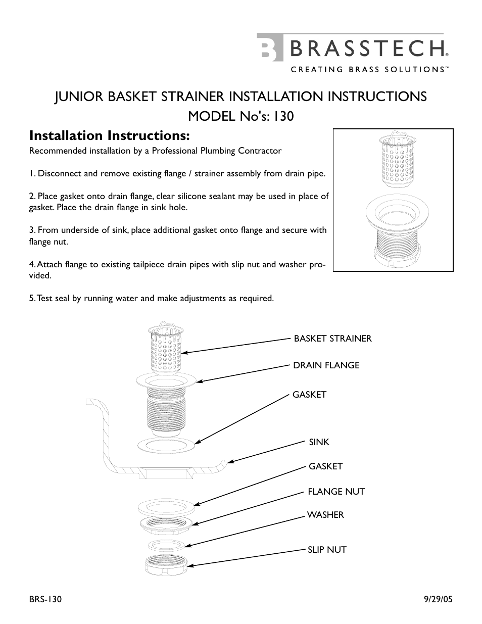 Newport Brass 130 Brasstech User Manual | 1 page