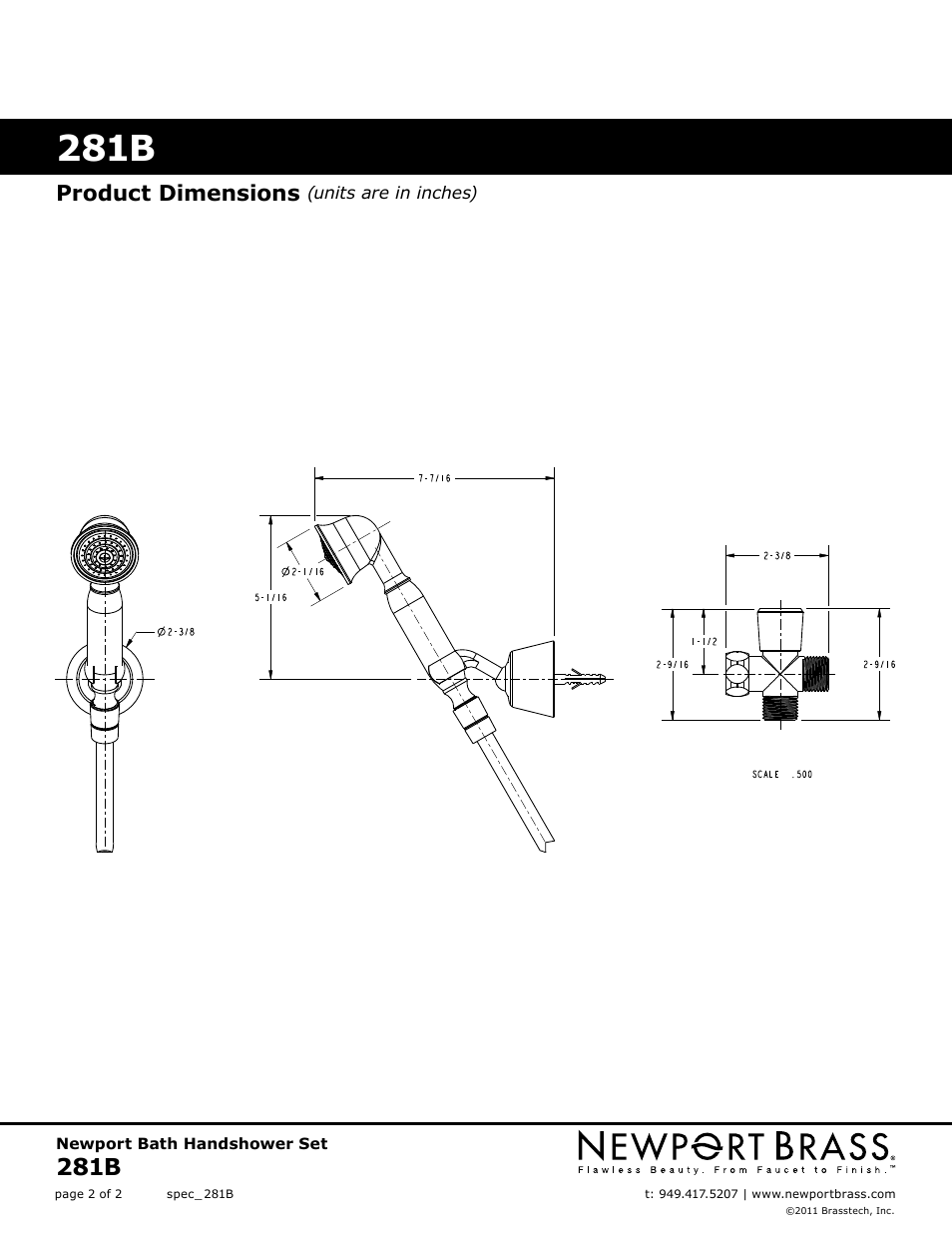 281b, Product dimensions | Newport Brass 281B User Manual | Page 2 / 2