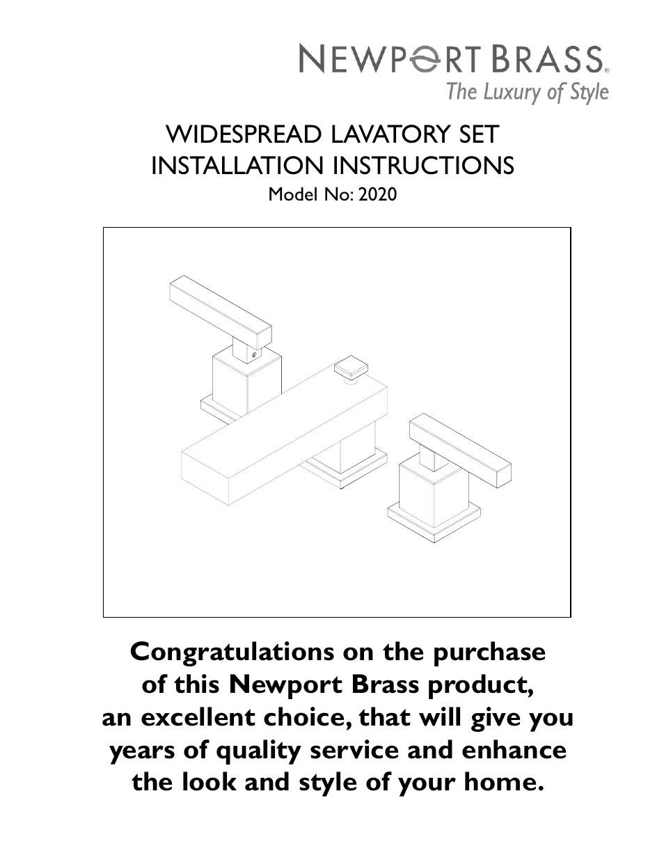 Newport Brass 2020 Cube 2 User Manual | 4 pages