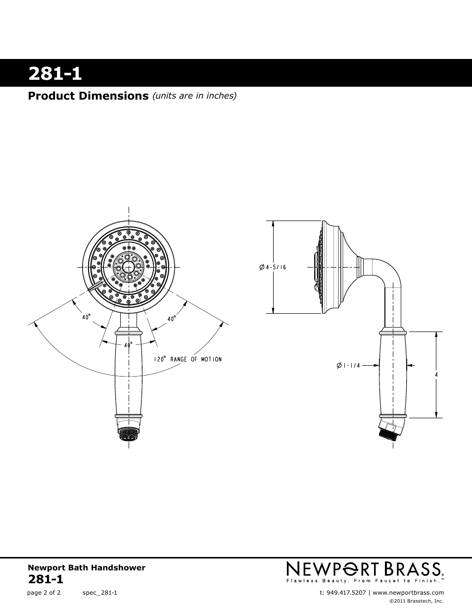 Product dimensions | Newport Brass 281-1 User Manual | Page 2 / 2