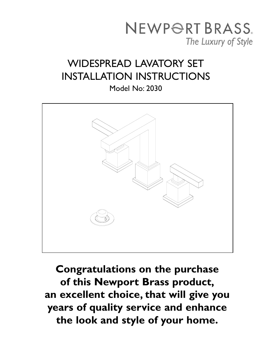 Newport Brass 2030 Cube 2 User Manual | 4 pages