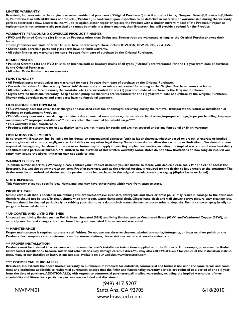 Newport Brass 9401 User Manual | Page 4 / 4